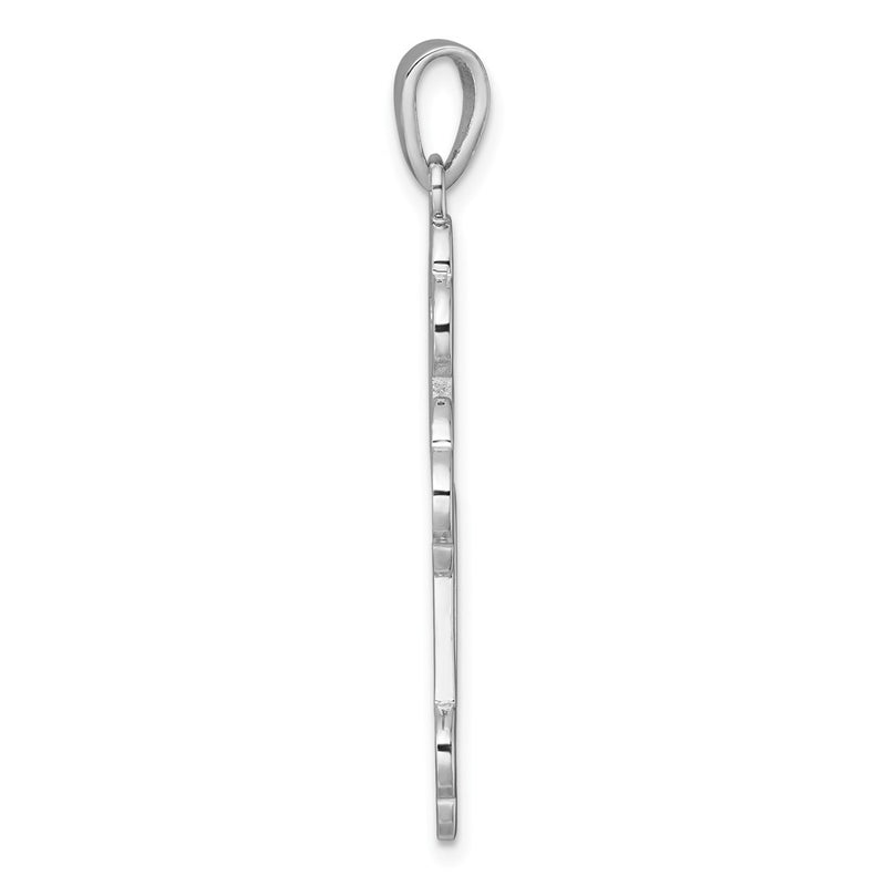 Sterling Silver Rhodium-Plated Polished Cutout Budded Cross Pendant