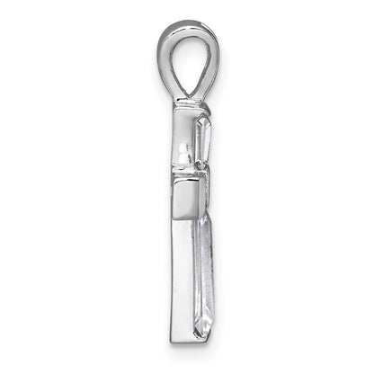 Sterling Silver Rhodium-Plated Polished CZ Cross Pendant