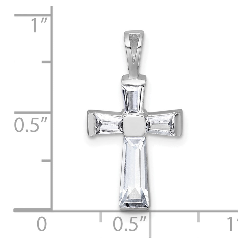 Sterling Silver Rhodium-Plated Polished CZ Cross Pendant
