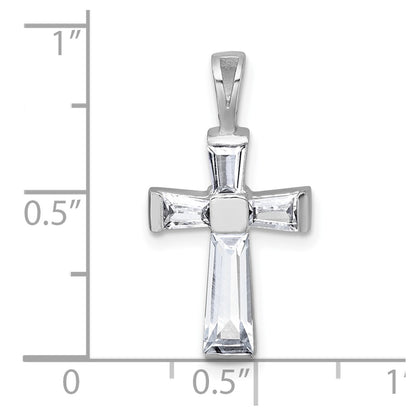 Sterling Silver Rhodium-Plated Polished CZ Cross Pendant