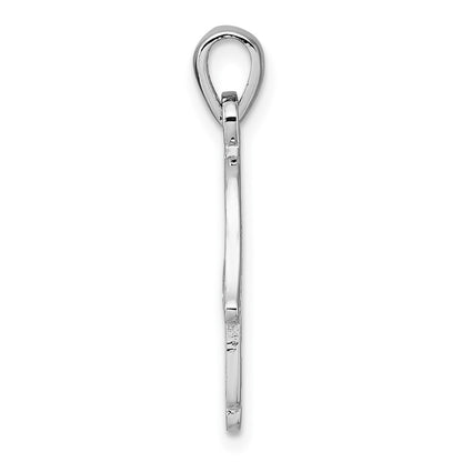Sterling Silver Rhodium-Plated Polished and Textured Hamsa Pendant