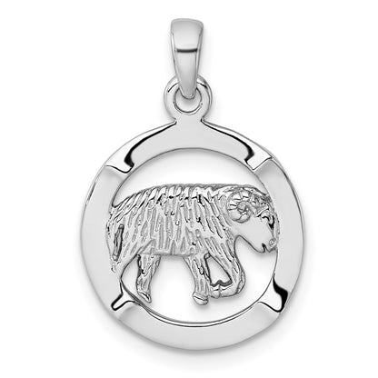 Sterling Silver Rhodium-Plated Polished Aries Zodiac Pendant