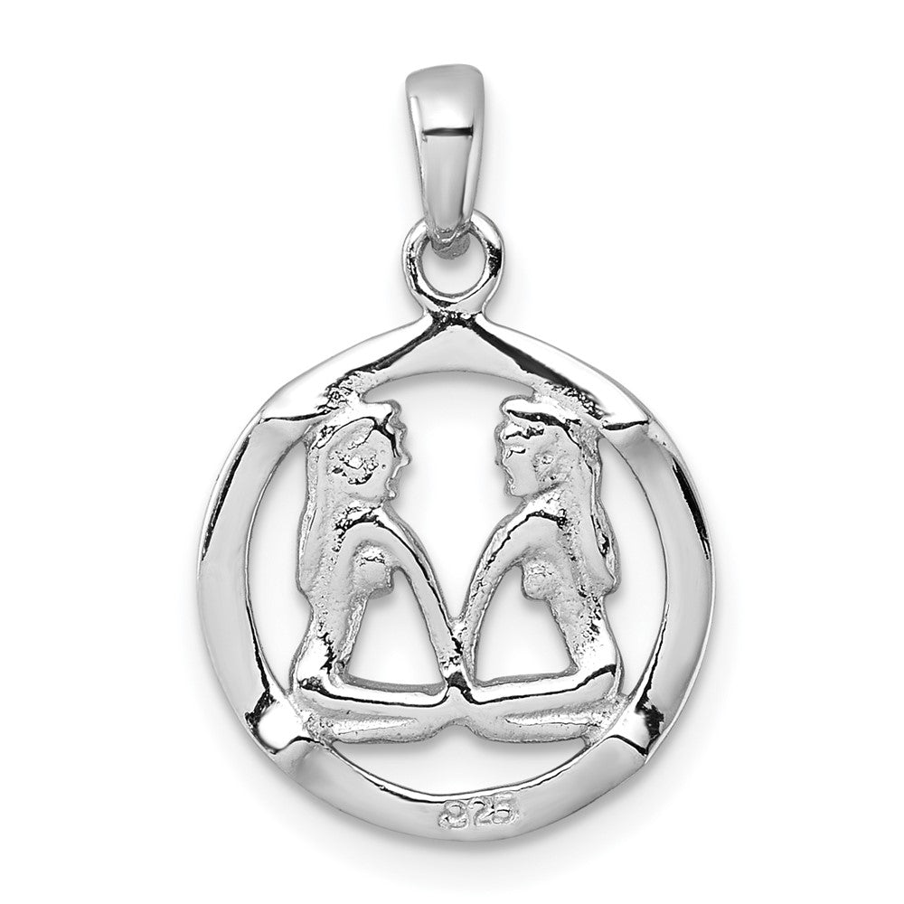 Sterling Silver Rhodium-Plated Polished Gemini Zodiac Pendant