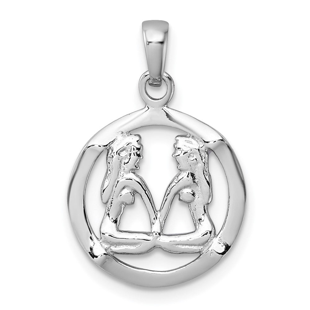 Sterling Silver Rhodium-Plated Polished Gemini Zodiac Pendant