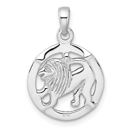 Sterling Silver Rhodium-Plated Polished Leo Zodiac Pendant