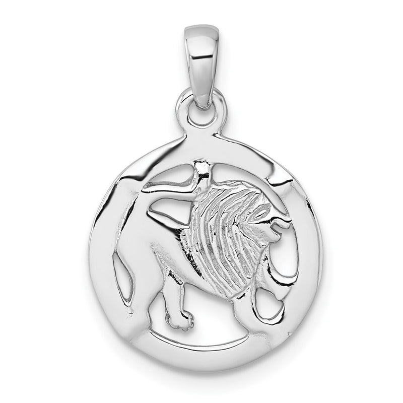 Sterling Silver Rhodium-Plated Polished Leo Zodiac Pendant