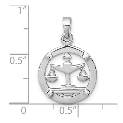 Sterling Silver Rhodium-Plated Polished Libra Zodiac Pendant