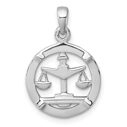 Sterling Silver Rhodium-Plated Polished Libra Zodiac Pendant