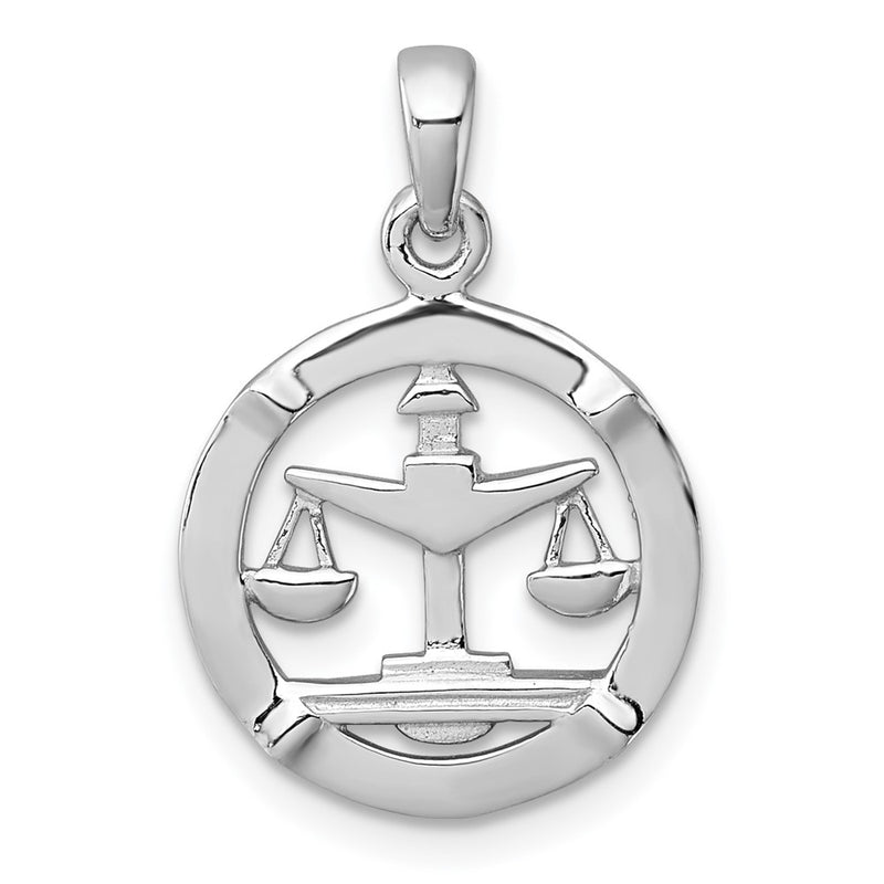 Sterling Silver Rhodium-Plated Polished Libra Zodiac Pendant