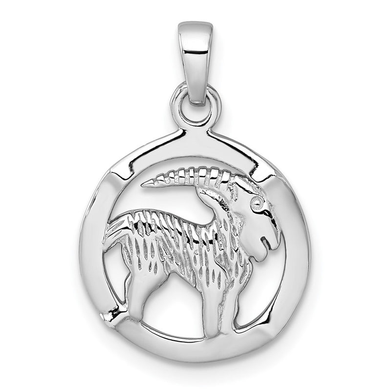 Sterling Silver Rhodium-Plated Polished Capricorn Zodiac Pendant