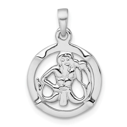 Sterling Silver Rhodium-Plated Polished Aquarius Zodiac Pendant