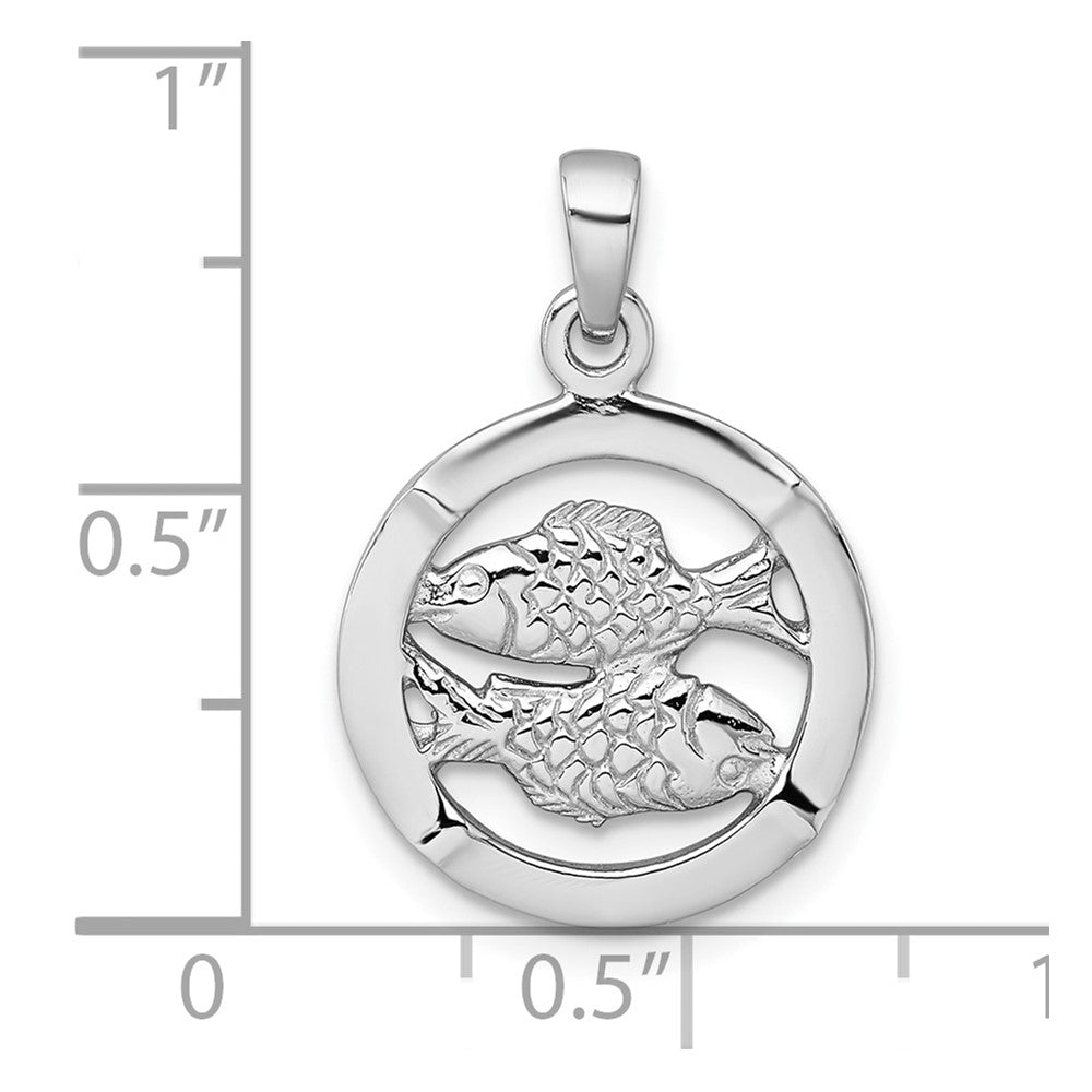 Sterling Silver Rhodium-Plated Polished Pisces Zodiac Pendant