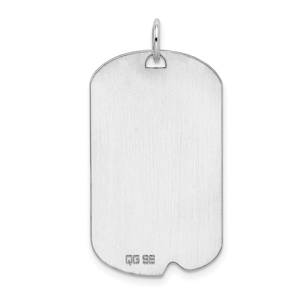 Sterling Silver Ss Rhodium-Plated Polished Front/Satin Back Engravable Dog Tag