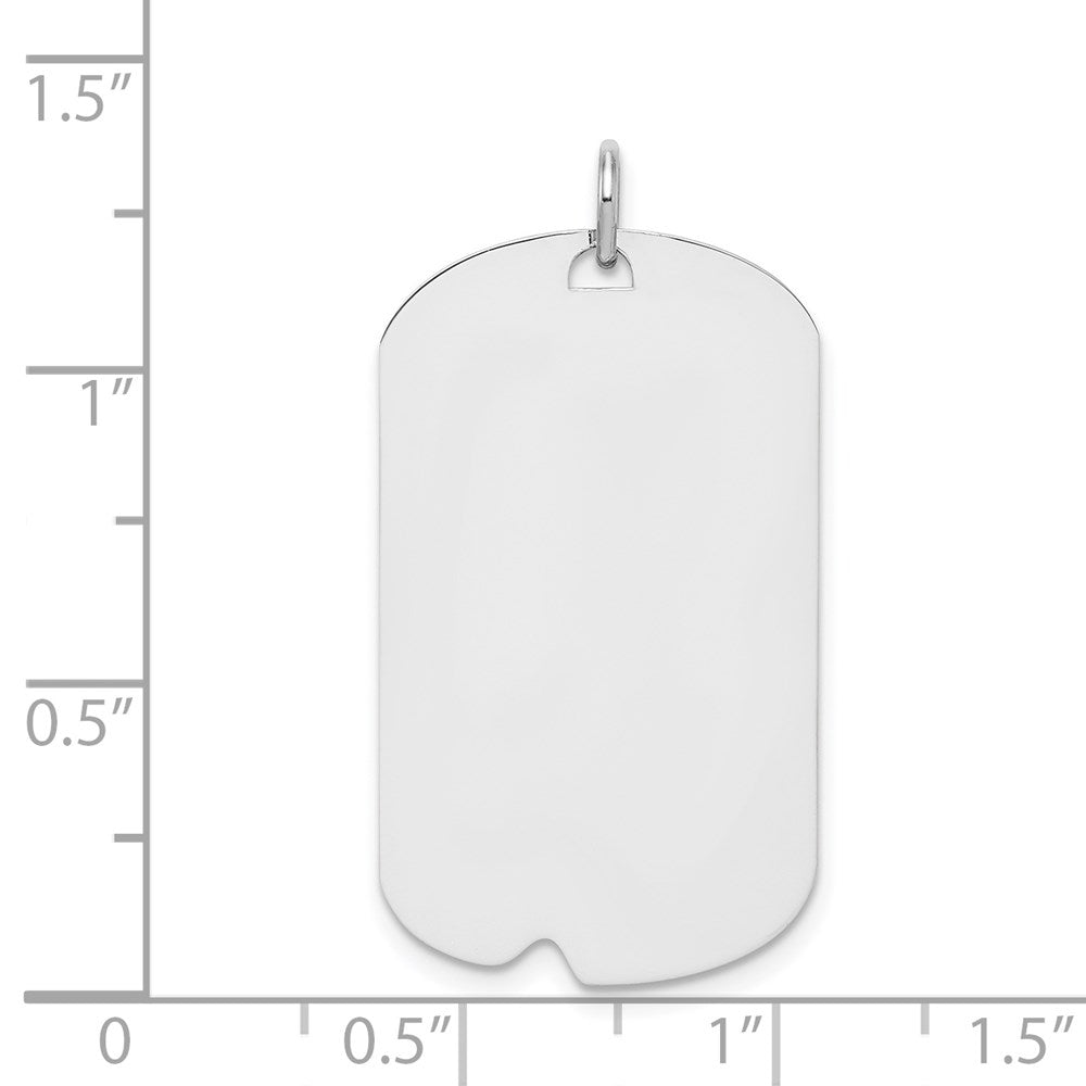 Sterling Silver Ss Rhodium-Plated Polished Front/Satin Back Engravable Dog Tag