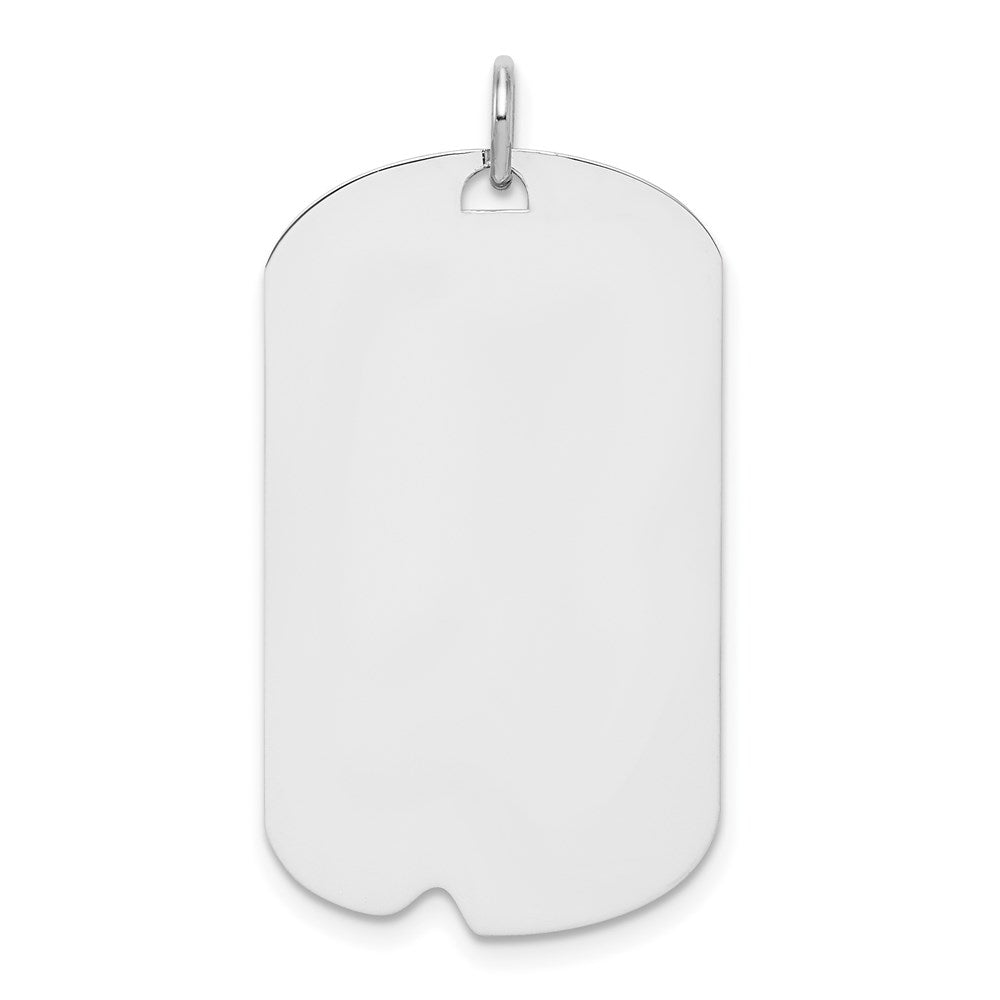 Sterling Silver Ss Rhodium-Plated Polished Front/Satin Back Engravable Dog Tag