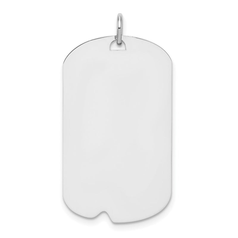 Sterling Silver Ss Rhodium-Plated Polished Front/Satin Back Engravable Dog Tag