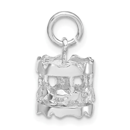 Sterling Silver 3-D Polished Moveable Carousel Charm