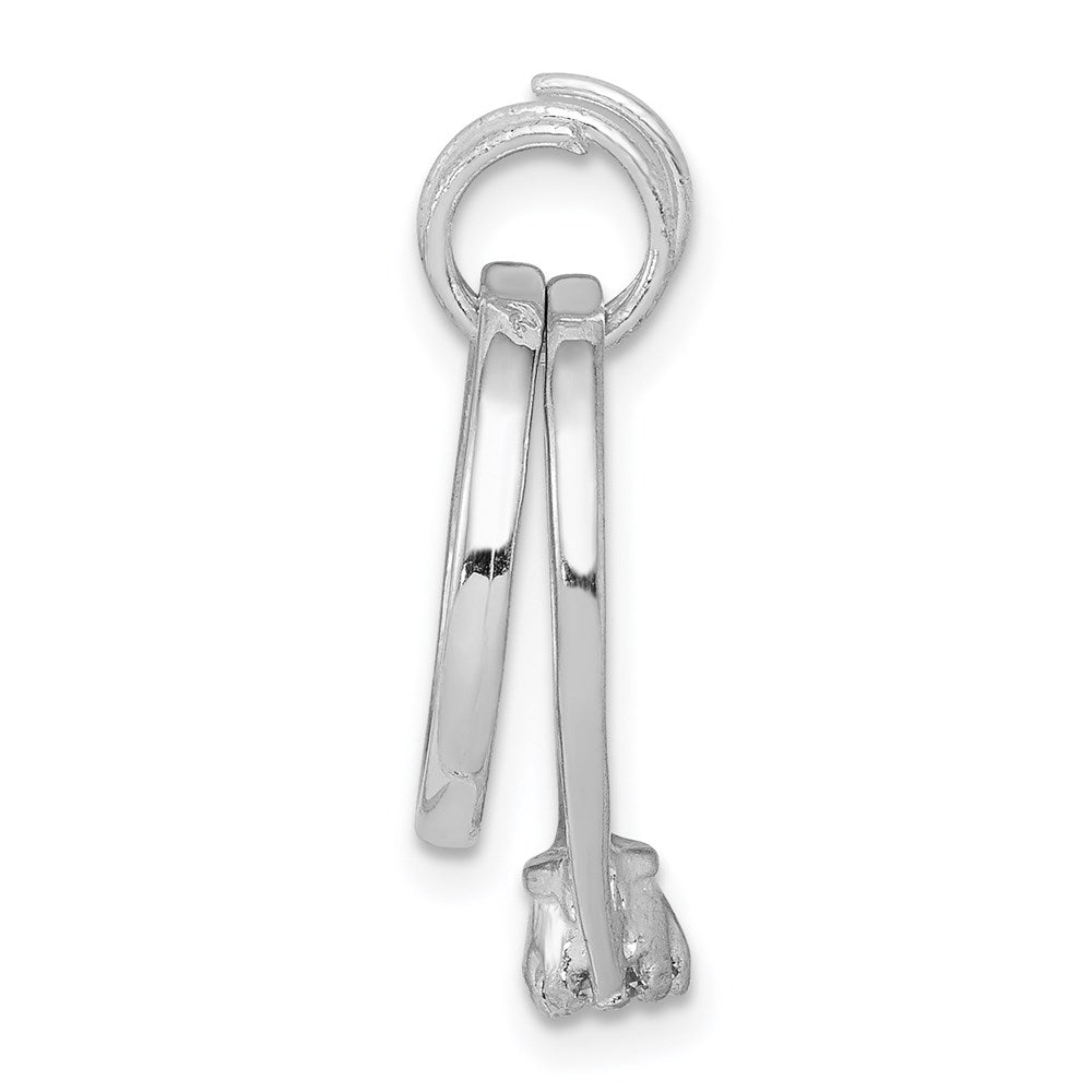 Sterling Silver Rhodium-Plated Wedding Ring Set Charm