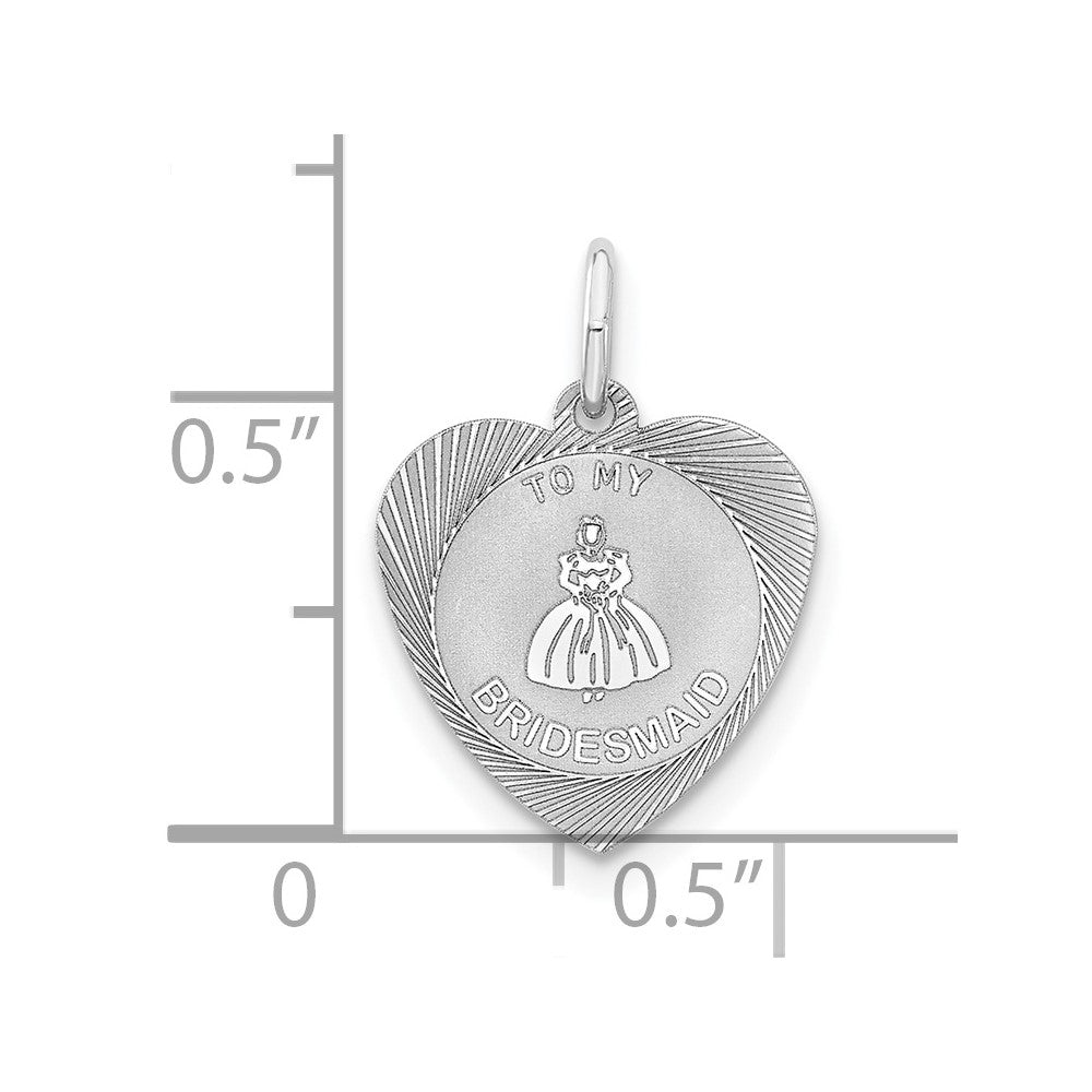 Sterling Silver To My Bridesmaid Heart Disc Charm