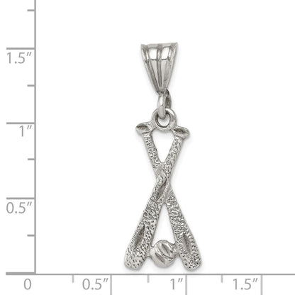 Sterling Silver Two Bats & A Ball Charm
