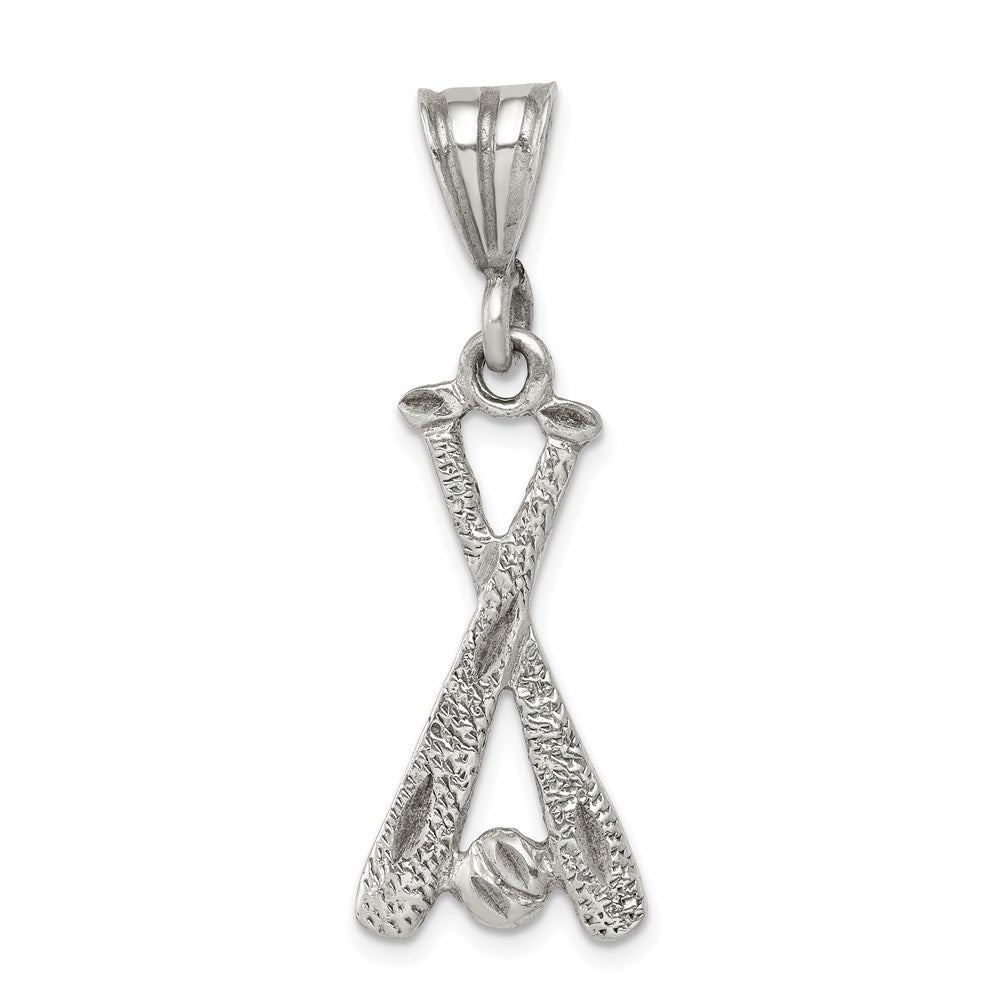 Sterling Silver Two Bats & A Ball Charm