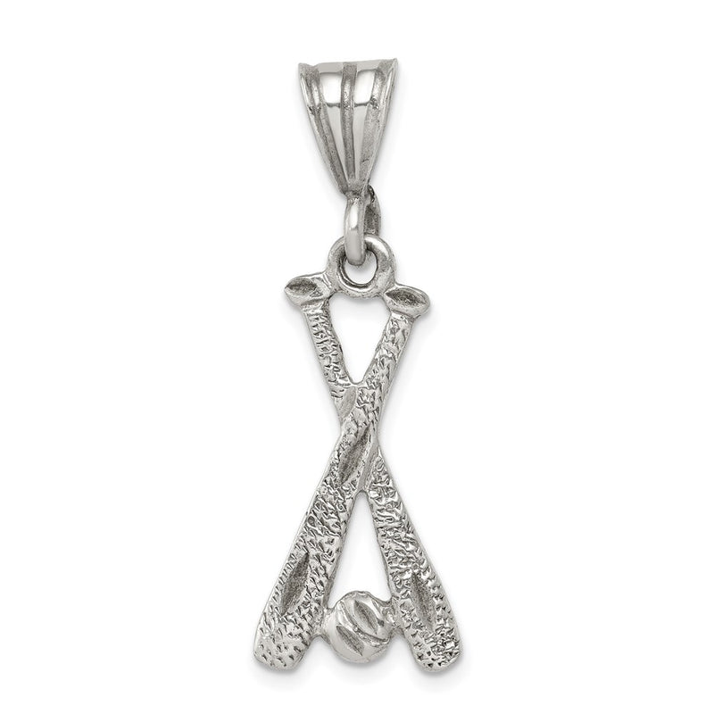 Sterling Silver Two Bats & A Ball Charm