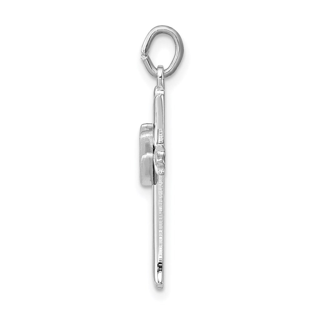 Sterling Silver Rhodium-Plated Holy Spirit Cross With Dove Charm