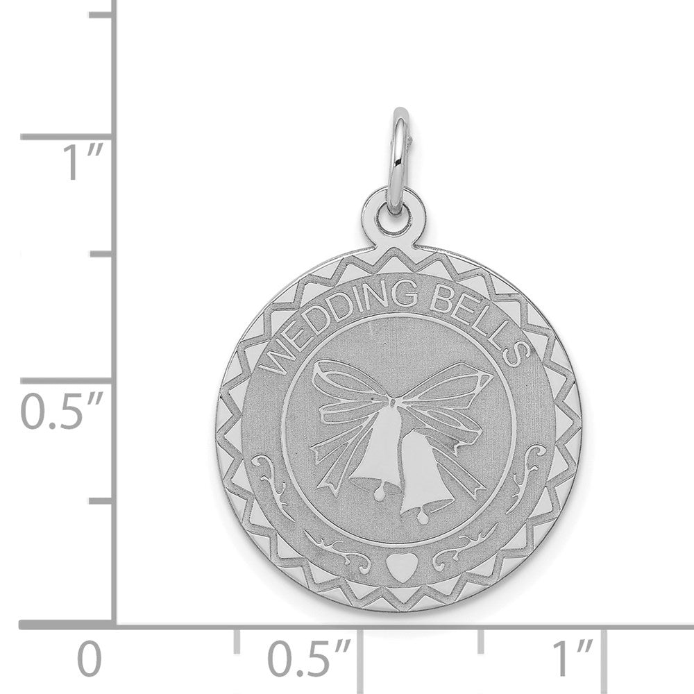 Sterling Silver Rhodium-Plated Wedding Bells Disc Charm