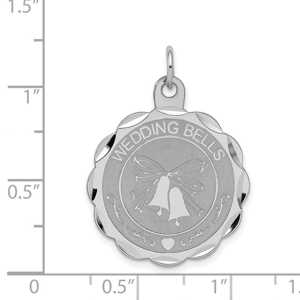 Sterling Silver Rhodium-Plated Wedding Bells Disc Charm