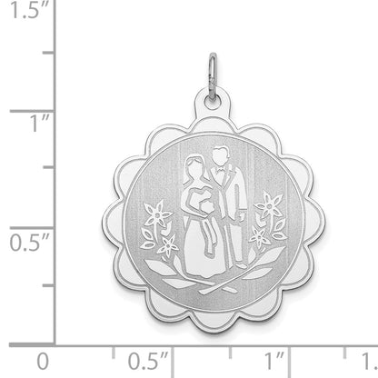 Sterling Silver Rhodium-Plated Bride & Groom Disc Charm