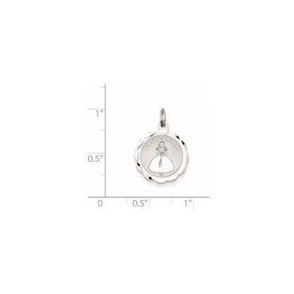 Sterling Silver Rhodium-Plated Bridesmaid Disc Charm