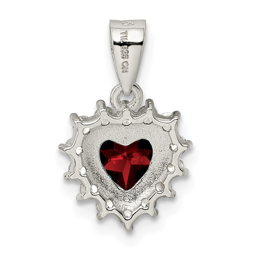 Sterling Silver Rhodium-Plated Garnet And Cz Pendant
