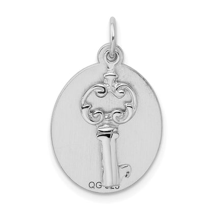 Sterling Silver Rhodium-Plated Key Charm