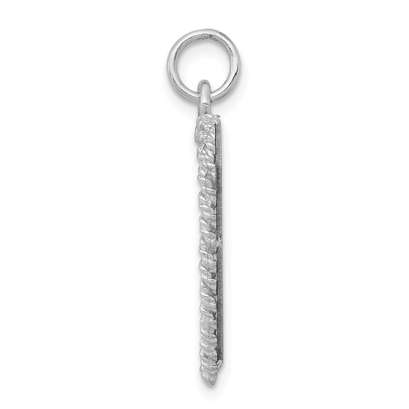 Sterling Silver Ss Rh-Plt Happy Anniversary Polished Front/Satin Back Disc Charm
