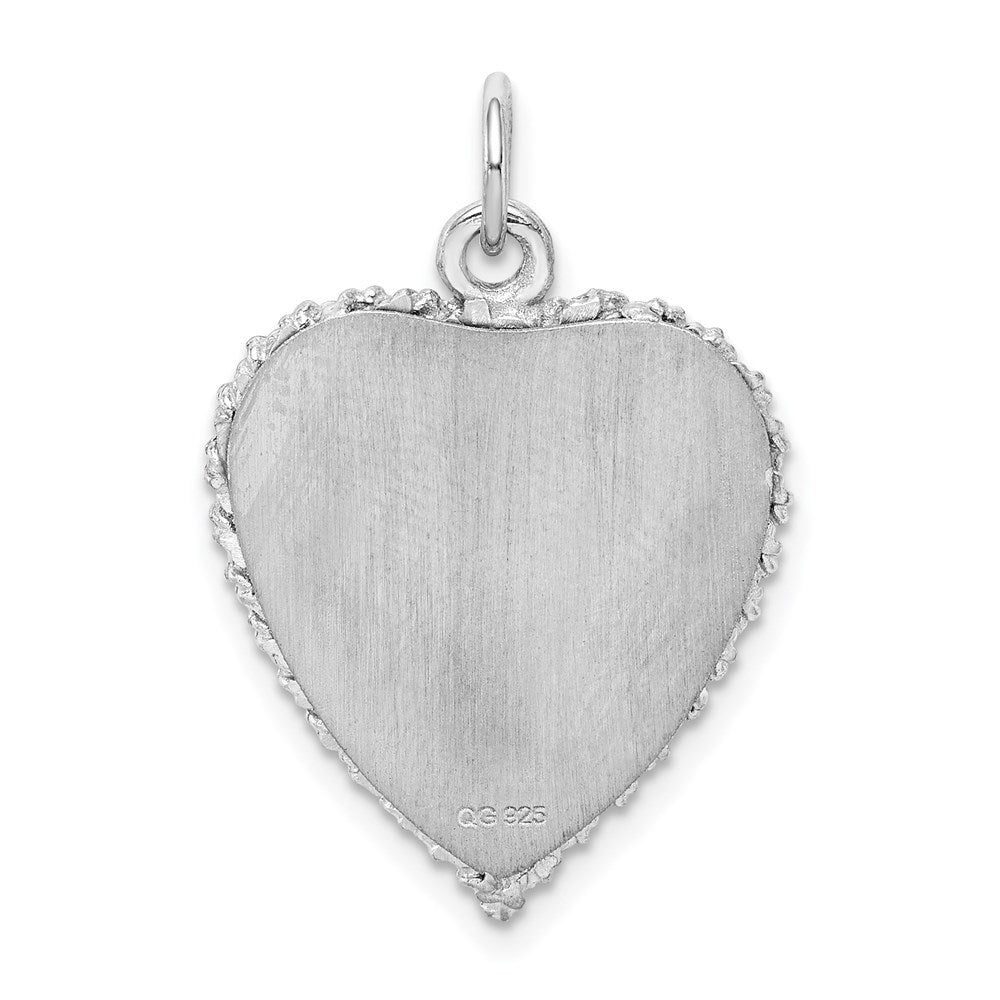 Sterling Silver Ss Rh-Plt Happy Anniversary Polished Front/Satin Back Disc Charm