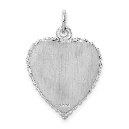 Sterling Silver Ss Rh-Plt Happy Anniversary Polished Front/Satin Back Disc Charm