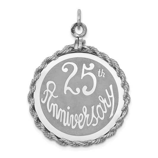 Sterling Silver Rhodium-Plated 25Th Anniversary Disc Charm