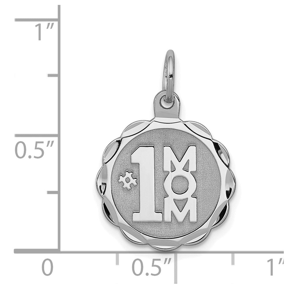 Sterling Silver Rhodium-Plated #1 Mom Disc Charm