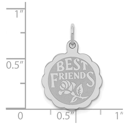 Sterling Silver Rhodium-Plated Best Friends Disc Charm