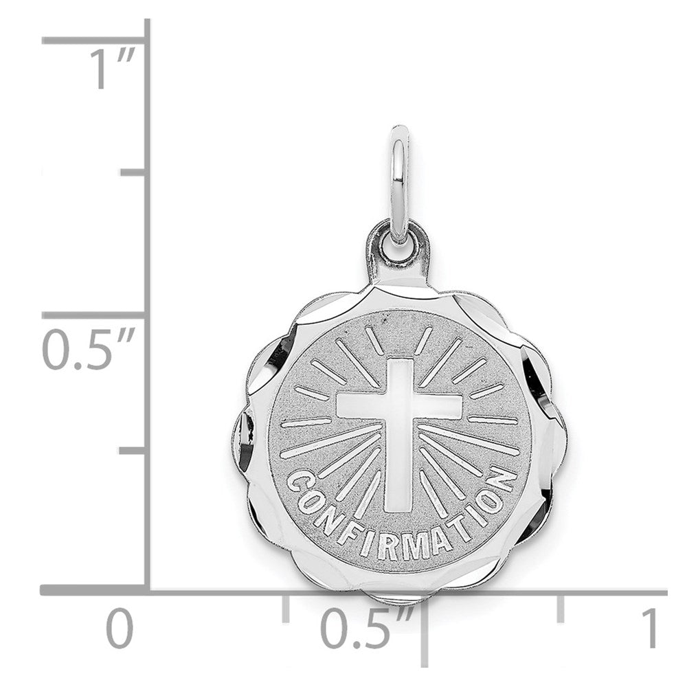 Sterling Silver Rhodium-Plated Confirmation Disc Charm