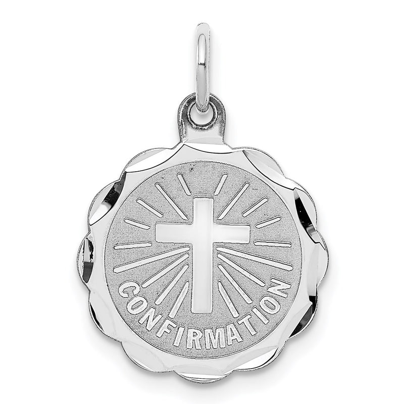 Sterling Silver Rhodium-Plated Confirmation Disc Charm