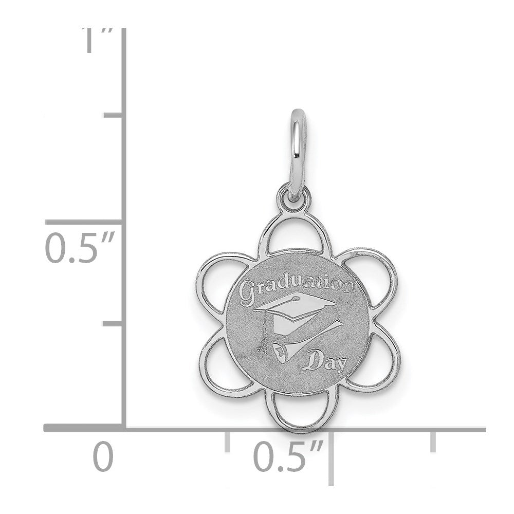 Sterling Silver Rhodium-Plated Graduation Day Disc Charm