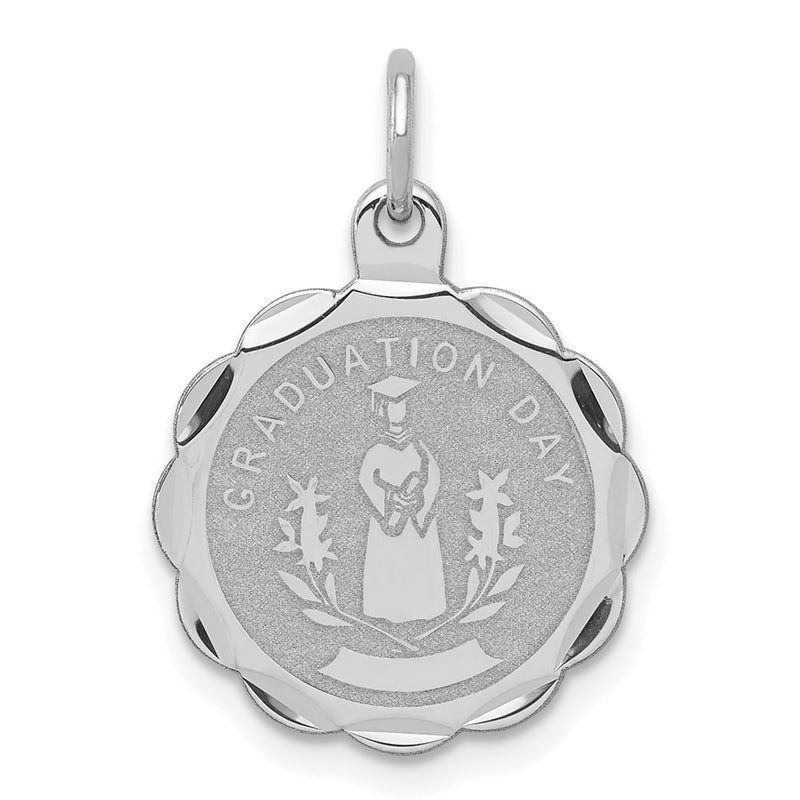 Sterling Silver Rhodium-Plated Graduation Day Disc Charm