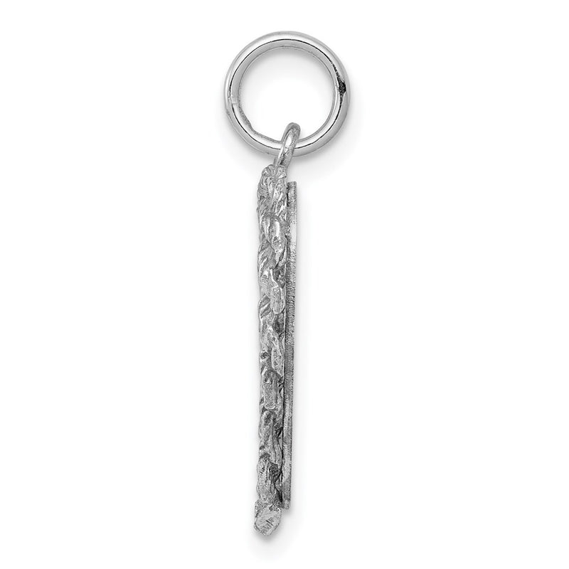 Sterling Silver Rhodium-Plated Graduation Cap & Diploma Disc Charm