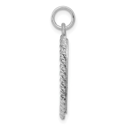 Sterling Silver Rhodium-Plated Graduation Cap & Diploma Disc Charm