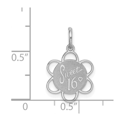 Sterling Silver Rhodium-Plated Sweet Sixteen Disc Charm