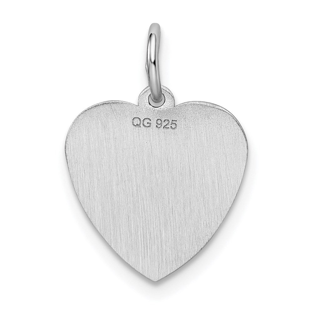 Sterling Silver Rhodium-Plated Sweet Sixteen Heart Disc Charm