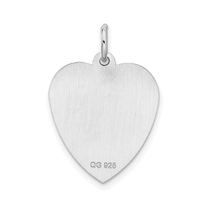 Sterling Silver Rhodium-Plated Sweet Sixteen Heart Disc Charm