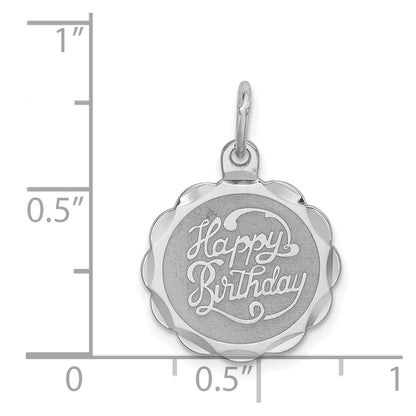 Sterling Silver Rhodium-Plated Happy Birthday Disc Charm