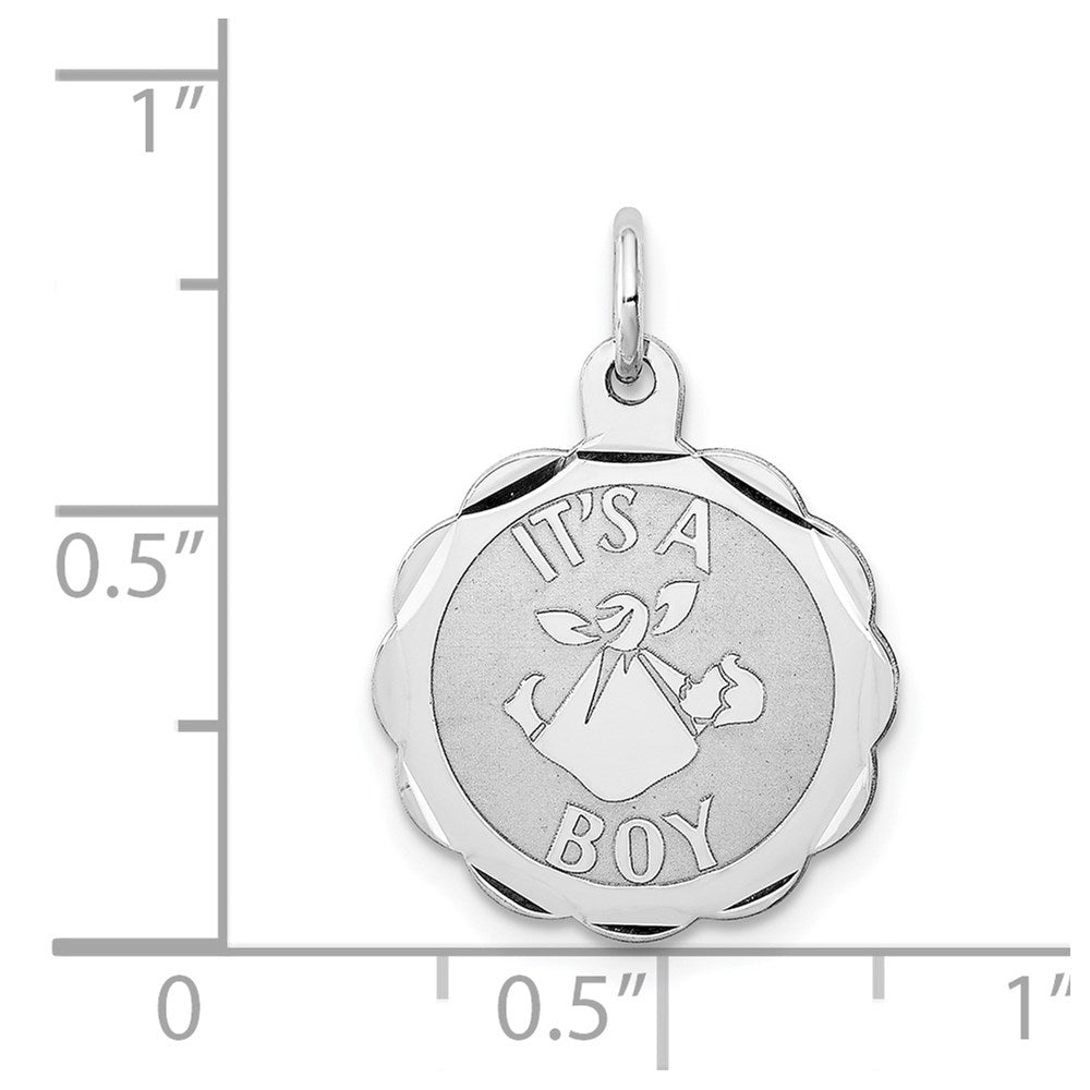 Sterling Silver Rhodium-Plated Its A Boy Charm